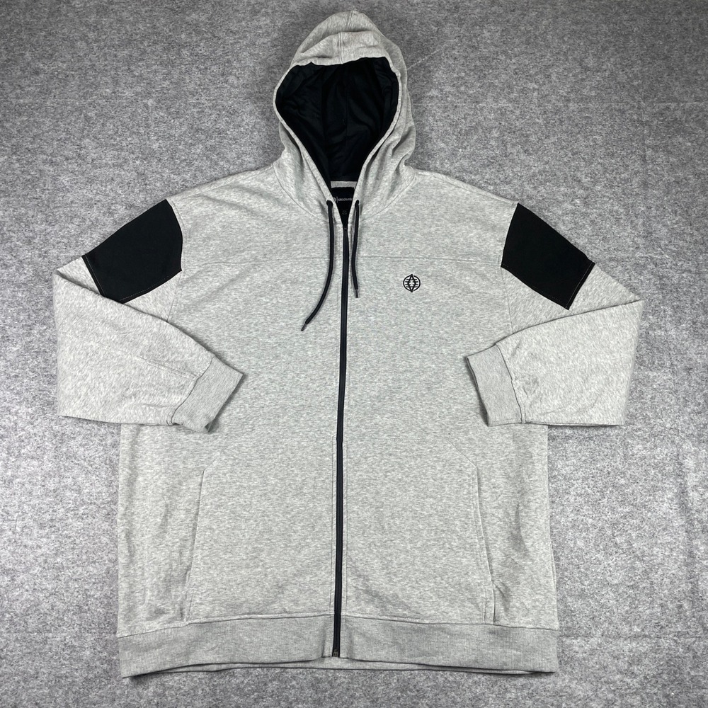 Akademiks Full Zip Hoodie Mens 5XL Gray Black Colorblock Fleece Streetwear